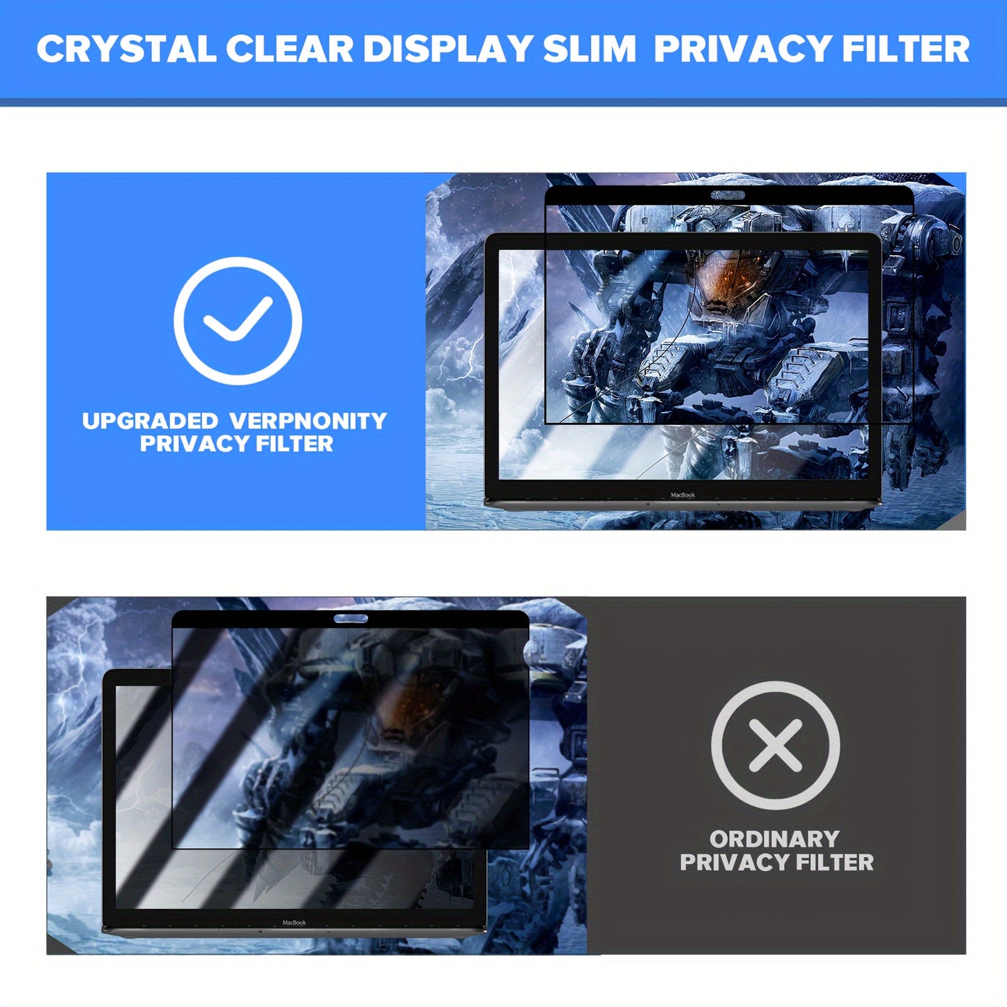 15.6-Inch Laptop Privacy Screen Protector for 16:9 Widescreen, Anti Glare Blue Light Filter, UV Protection, Visual Security Display Film