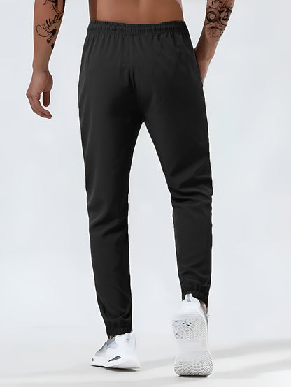 3pcs Men's High-Waist Athletic Pants - Breathable, Quick-Dry Fabric with Zipper Pockets | Ideal for Gym, Running & Outdoor Activities | Slim Fit, All-Season Wear in Black, Navy, Dark Blue, Yoga Apparel|Smooth Texture Pants|Br