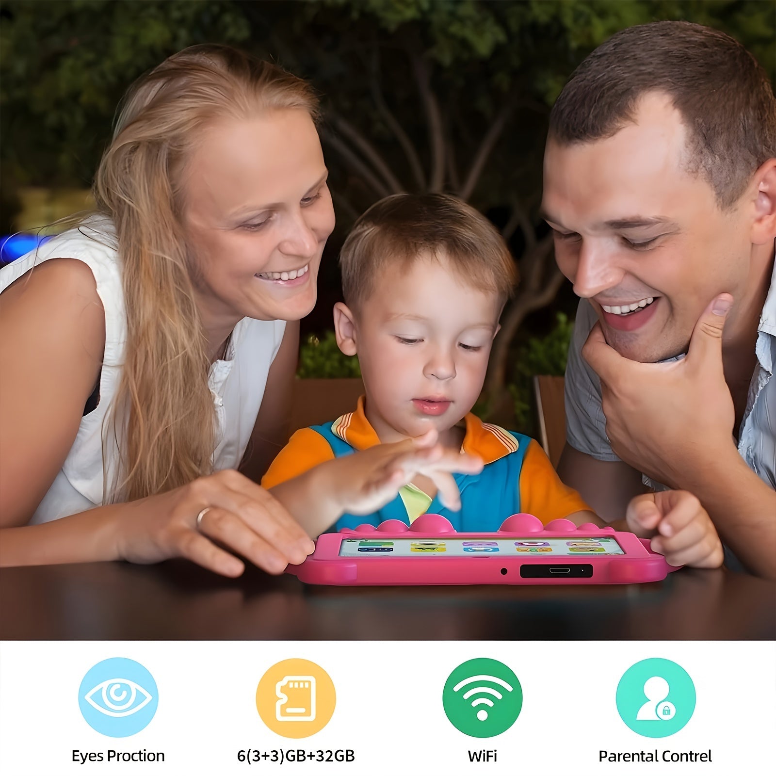 Android 13 Tablet 17.78 Cm Tablet With 32GB ROM, 3GB RAM, Android OS, Eye Protection Screen, Parental Control, Education Apps, Dual Camera, Shockproof Case