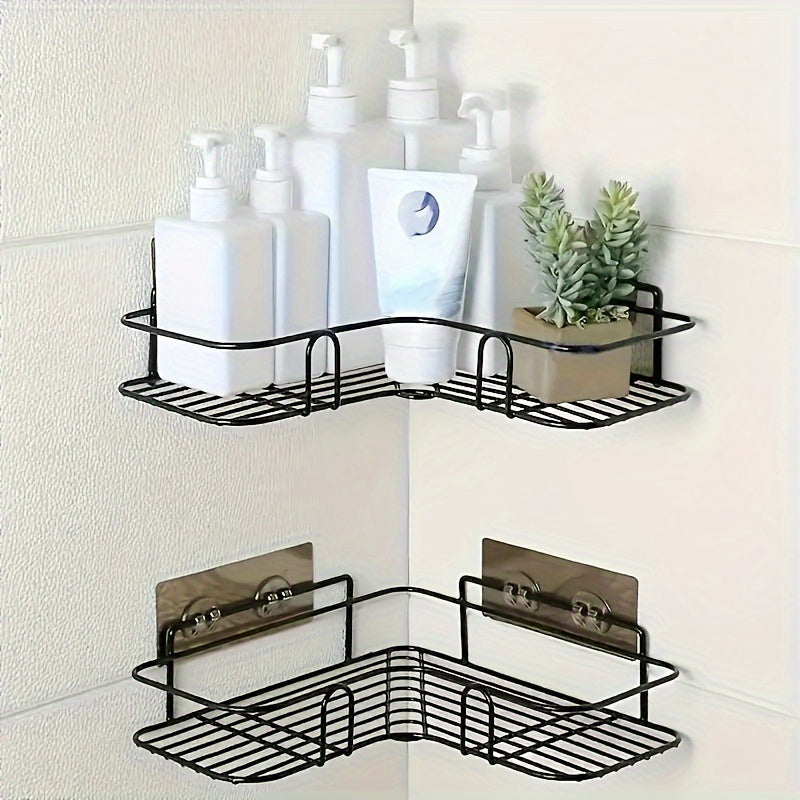 1pc Triangle Wall Mounted Shower Caddy Rack for Bathroom and Kitchen - Easy Installation, Convenient Storage, and Organization of Bathroom Accessories bathroom accessories Bath/Bathroom Accessories