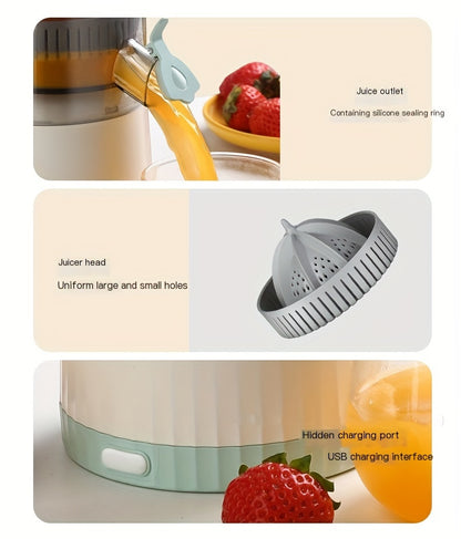 HHD Portable Citrus Juicer - Multi-Functional, Automatic Orange & Lemon Squeezer with Detachable Design, USB Rechargeable Battery, Food-Grade PP Material, Button Control - Ideal for Fresh Juice at Home, Home Juice Making|Mode
