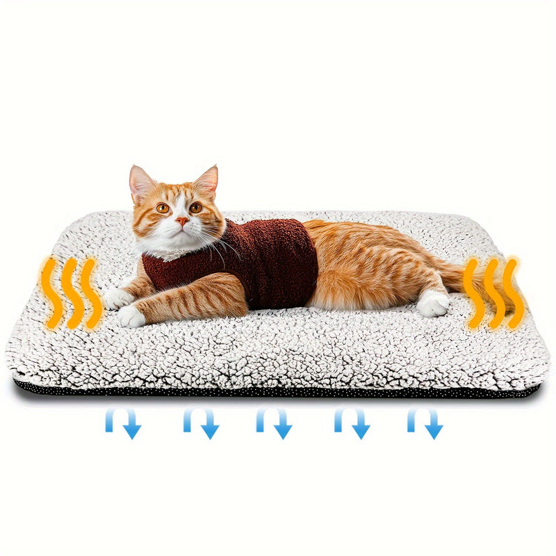 1pc Cozy Polyester Cat Bed with Non-Slip Bottom, Detachable Warm Pet Mat, Indoor & Outdoor Comfortable Cat Pad with Polyester Fiber Filling