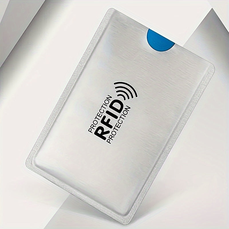 10pcs RFID Card Protectors - Advanced Shielding, Secure Anti-Slip Design, Durable Aluminum NFC Blocking Covers for ID & Bank Cards, Plastic Material, Daily Office Supplies