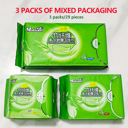 Moloven Bamboo Fiber Panty Liners for Women, Unscented Daily Use Feminine Pads with Wings, Ultra-Thin High Absorption Non-Woven Liners, Soft Comfort Menstrual Pads Multipack - 29/36 Count