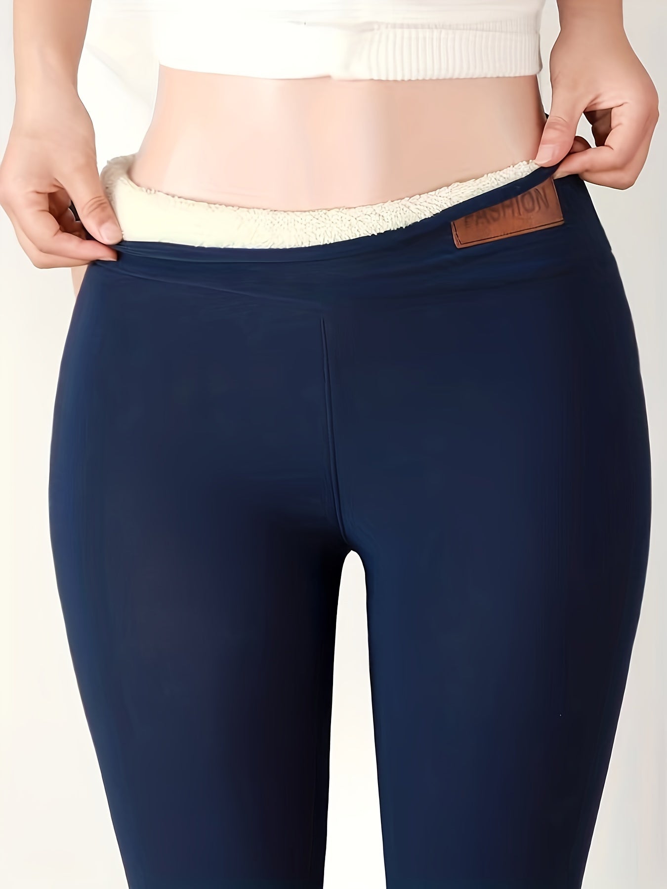 Women's Plush-Lined High Waist Leggings, Elastic And Comfortable, Casual Style Warm Pants For Winter, For Thermal Wear