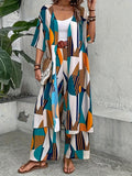 Elegant Polyester Suit Set For Women, Geometric Print, Open-Front Blouse, And Wide-Leg Pants, Casual And Fashionable Outfit For Daily And Leisure Wear