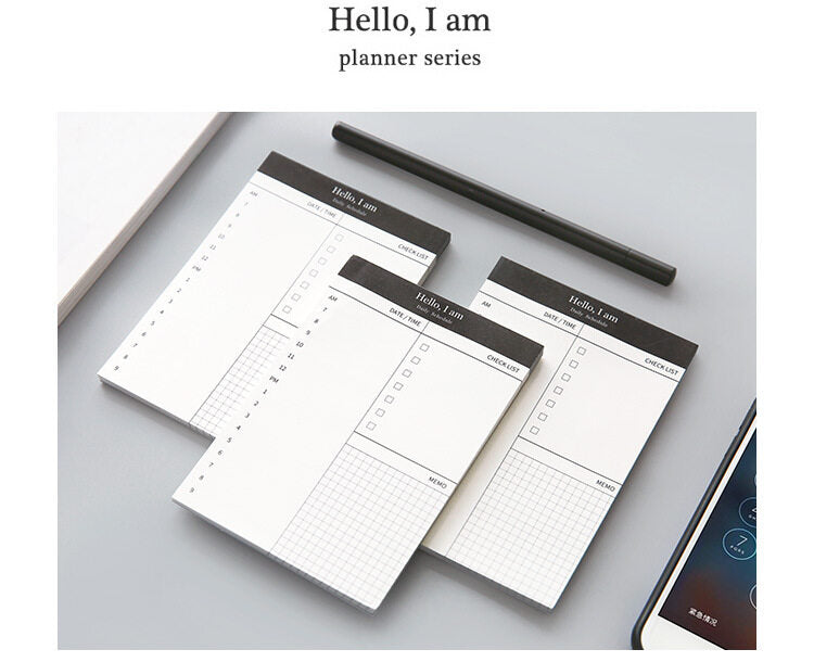 Mini planner daily check list Desk time schedule Office school Notebook/planner Stationary weekly planner