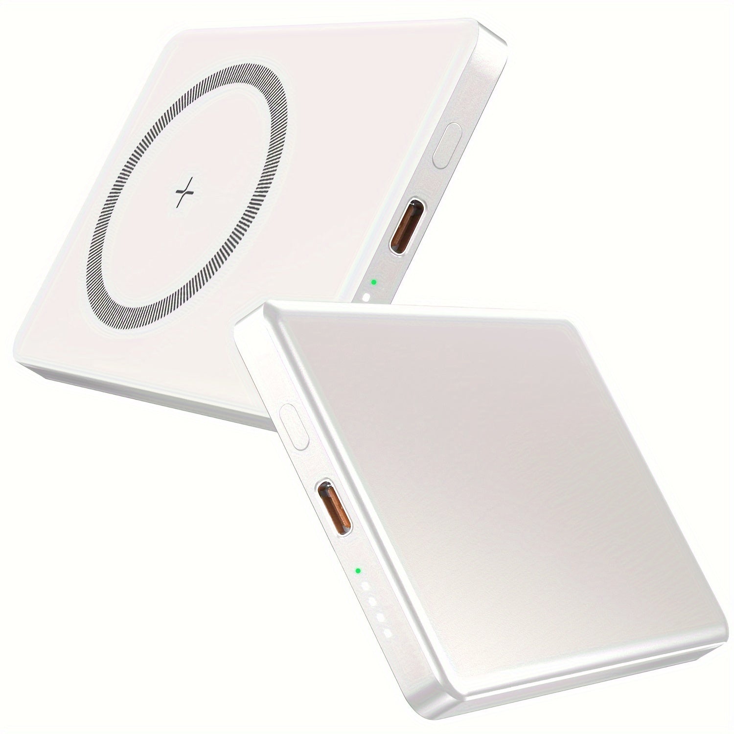 5000mAh Magnetic Wireless Power Bank With USB-C - Fast Charge Compatible For iPhone 15/14/13/12 & For Airpods, Portable Charger Piece