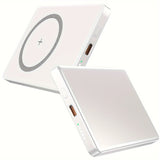 5000mAh Magnetic Wireless Power Bank With USB-C - Fast Charge Compatible For iPhone 15/14/13/12 & For Airpods, Portable Charger Piece