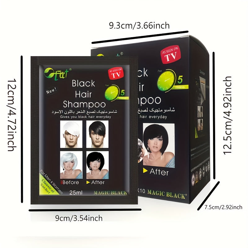 10pcs Black Hair Dye Cream, 25ml Each - Semi-Permanent, Plant-Based Formula for All Hair Types