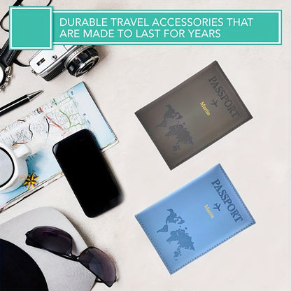 Luxury Marble Style Artificial Leather Passport Cover with Custom Name, Lightweight Foldable Travel Accessory, Vacation Style Passport Holder with Polyester Lining, Dry Clean Only - Unisex