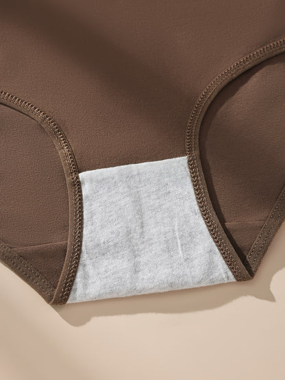 4 calzoncillos sexys de algodón para mujer: cómodos y transpirables con detalle de lazo, color liso.