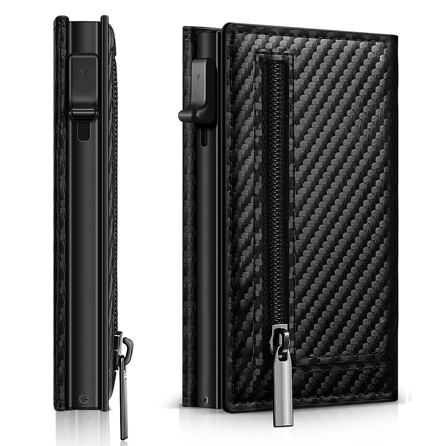 Men's Anti-theft Wallet, RFID Blocking Credit Card Holder With Zipper Coin Pocket, Automatic Pop-up Card Holder Money Clip, Ideal Gift For Men