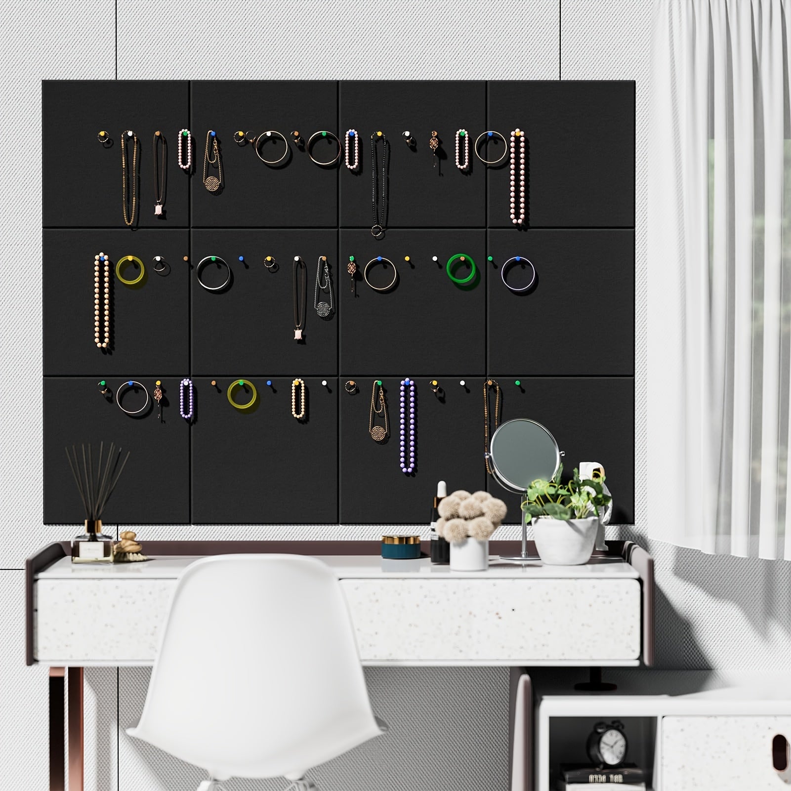 Large Wall Cork Board 30cm x 30cm, Black Bulletin Board, 12pcs of Cork Wall Tiles with Tacks, Office Use Cork Board, Nail Board, Nail Board, Cork Board