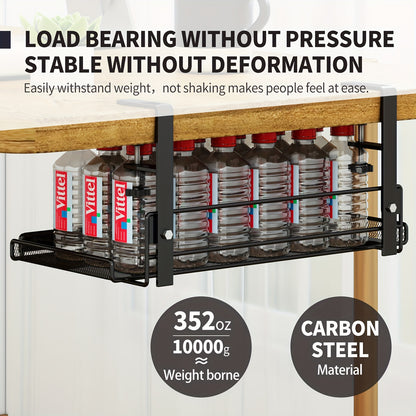 Under-Desk Cable Management Tray - No-Drill, Paint-Finished Iron Wire Organizer for Office Desks