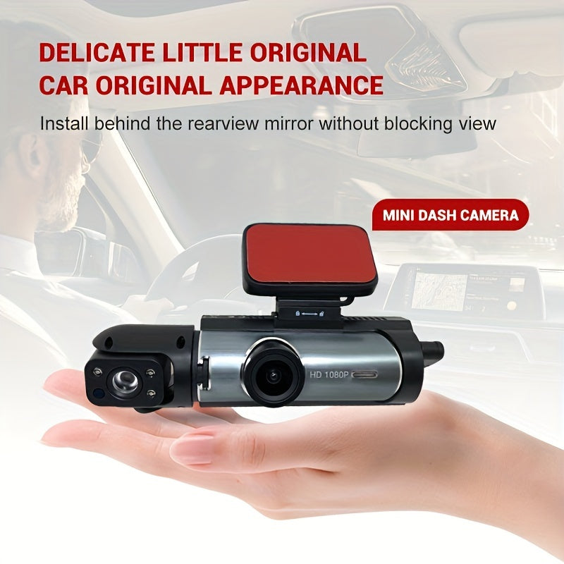 Ouyaaqii HD Dash Cam with 64GB High-Speed Memory Card, Fast Car Charger Bundle, 1080P Night Vision, Alloy Sun-Proof Case, Front & Interior Dual Lens - Upgraded Security Camera
