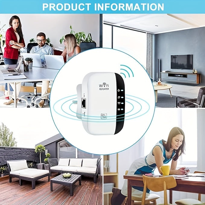 WiFi Range Extender Repeater 300Mbps, Wireless Signal Amplifier Router Booster, Power Adapter, 175V-265V Voltage, European Plug, No Battery Included