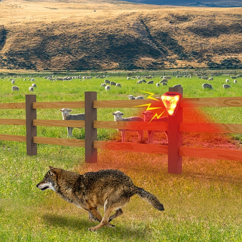 Repelente solar de animales con alarma antiladridos para exteriores, con carga solar, para granjas, huertos, campos y estanques.
