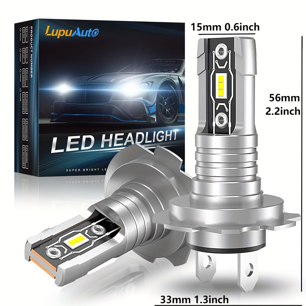 2 bombillas LED H7 para faros delanteros, chips CANbus 5530, 18000 lm, 60 W, 6000 K, blanco superbrillante, para coche, camión y motocicleta.