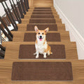 15pcs Reusable Self-Adhesive Hardwood Step Carpet Stair Treads, Indoor Activity Pet Non-Slip Safety