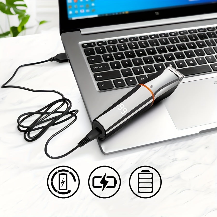 Recortador de barba para hombre, inalámbrico, para bigote, nariz, orejas, rostro, kit de aseo todo en uno, recargable por USB y con pantalla LED (1 juego)
