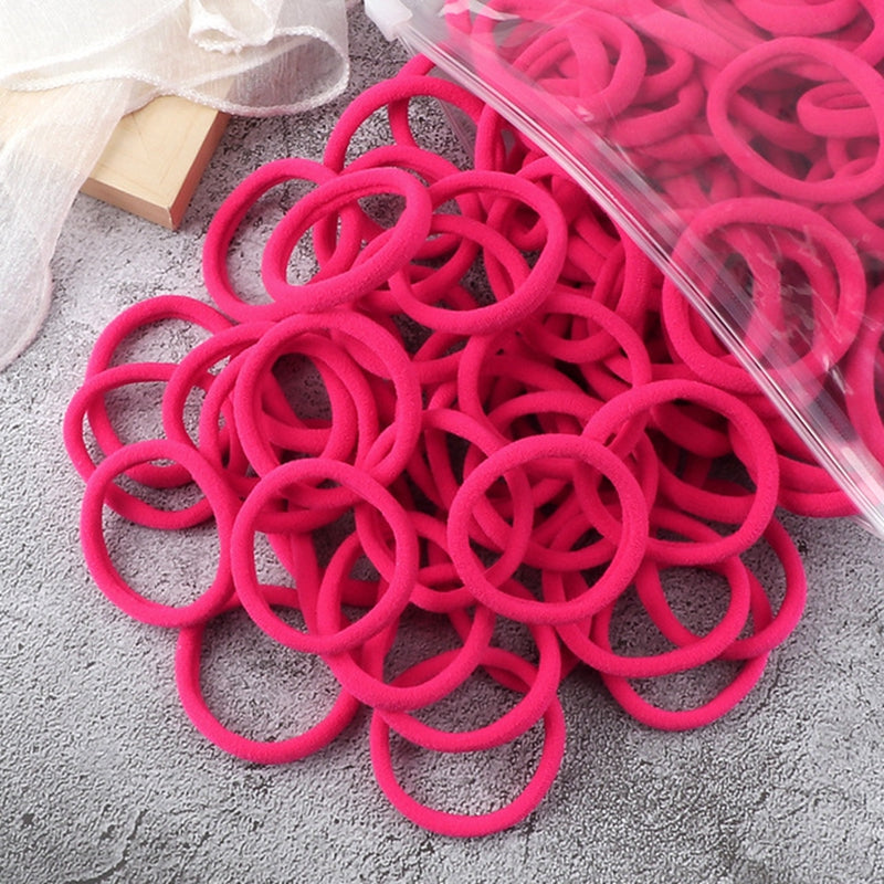 Juego de 50 bandas elásticas para el pelo para mujer, de 4 cm, de colores lisos y sencillos, accesorios para el cabello, coleteros.