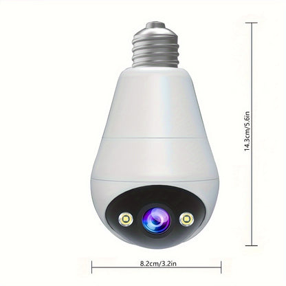 1pc 3MP Panoramic Light Bulb Security Camera, Wireless 2.4G WiFi, PTZ 360° Rotation And 355° View, Two-Way Audio Full Color Night Vision Camera, Motion Detection With Speaker And SD Card Slot, For Home Surveillance