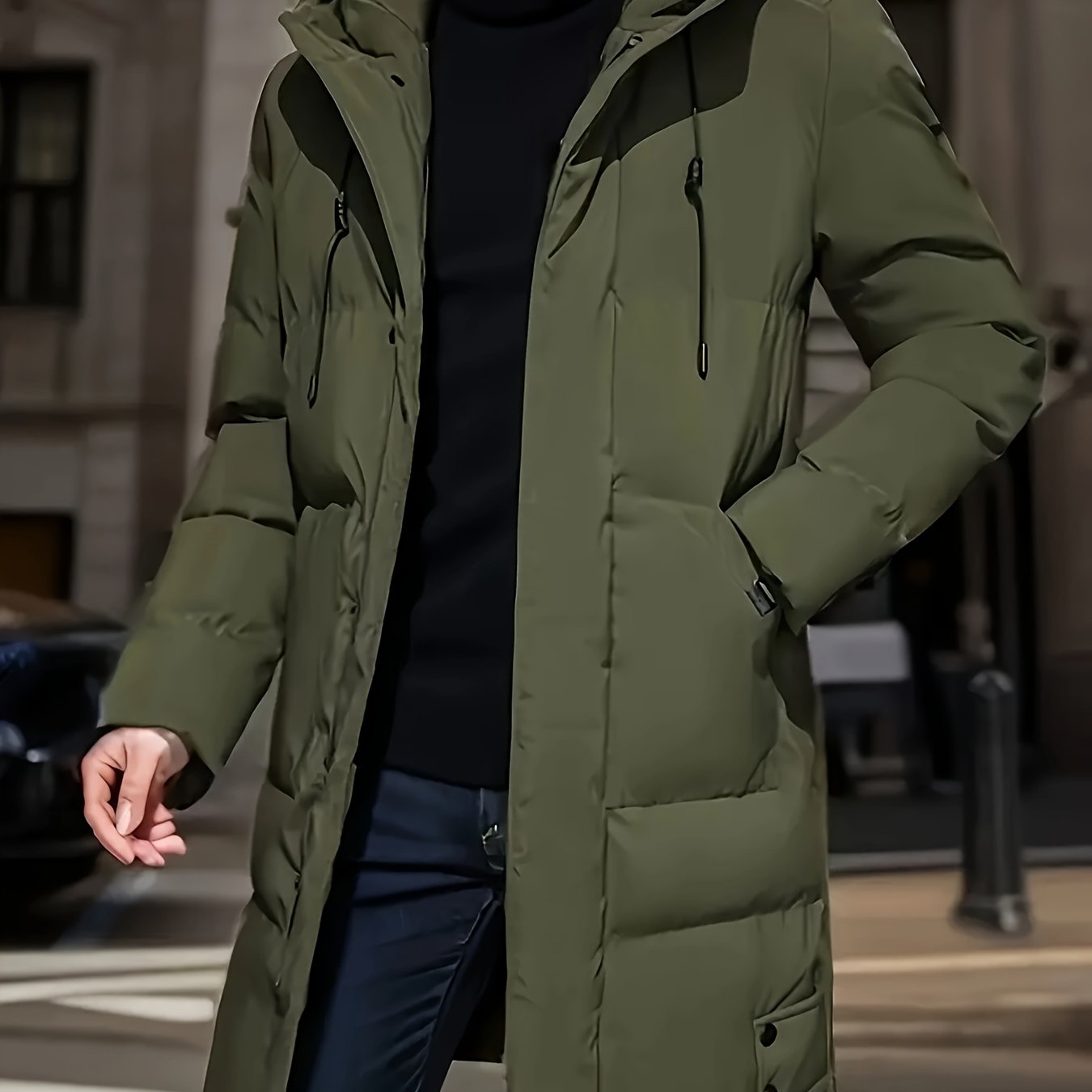 Men'S Solid Color Jacket, Comfy Warm Trendy Winter Cold-Proof Outwear As Gift