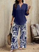 Spring-Summer Fashion Design Elegant Pullover Long Sleeve Top + Pants Set