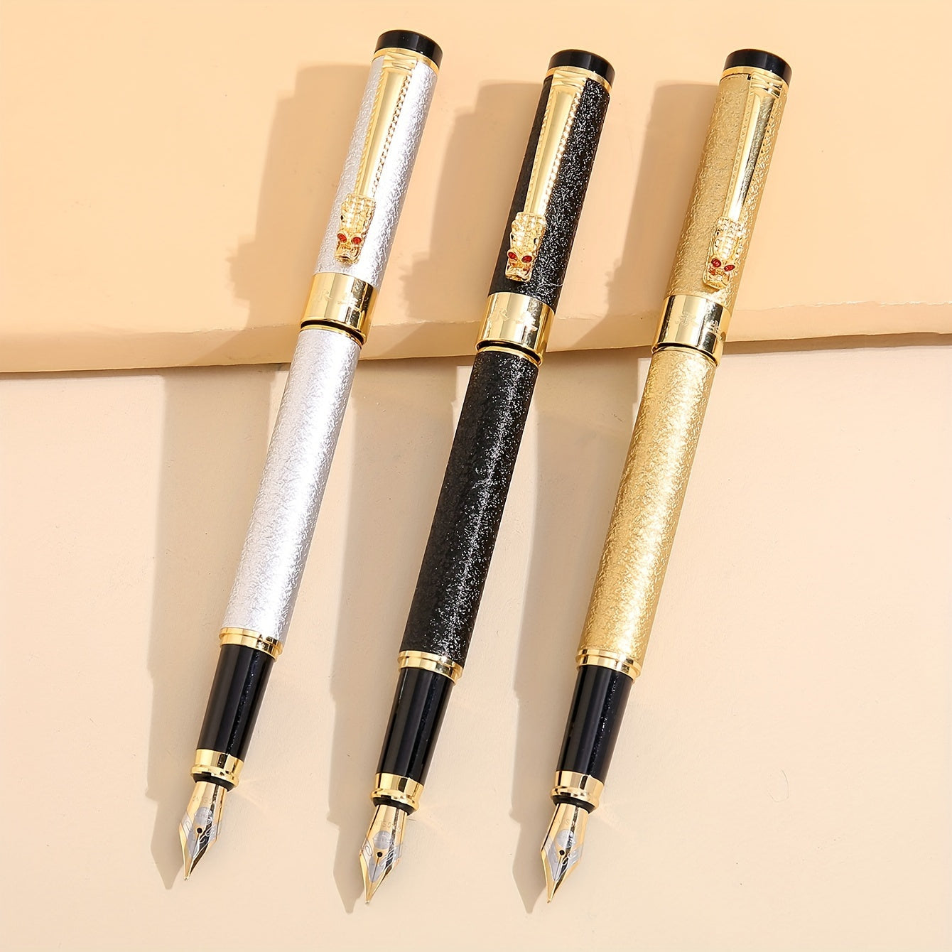 Ergonomic Matte Metal Fountain Pen with Iridium Nib 0.5mm - Perfect for Business & Office, Daily Writing, Calligraphy Practice, Business Writing Tool | Decorative Pen Design | Intricate Clip Detailing