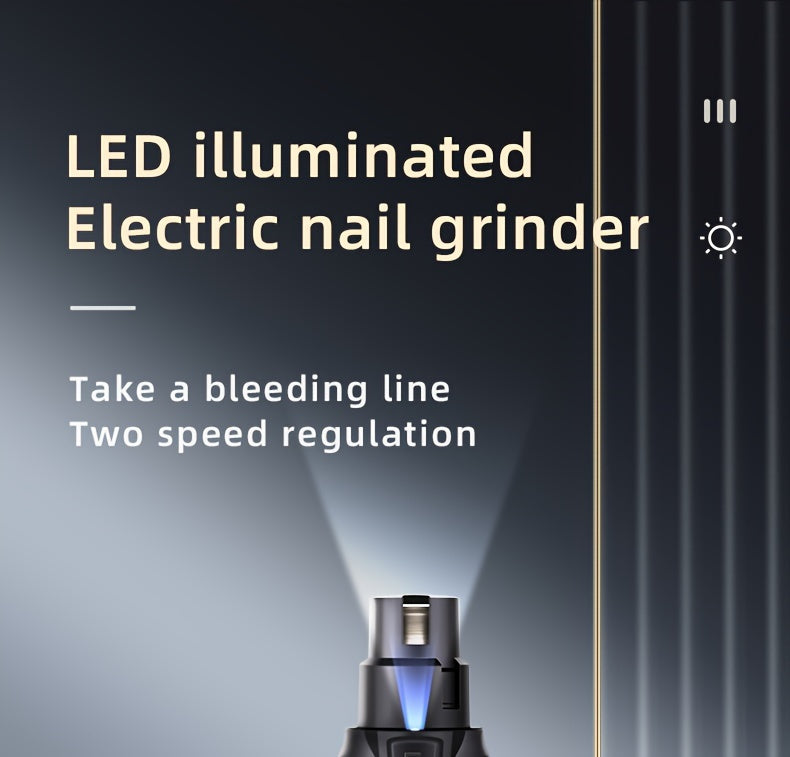 Rechargeable Pet Nail Grinder with LED Light - USB Powered, Lithium Battery, Ideal for Dogs & Cats