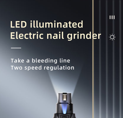Rechargeable Pet Nail Grinder with LED Light - USB Powered, Lithium Battery, Ideal for Dogs &amp; Cats