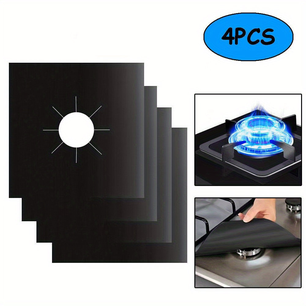 4pcs Teflon Kitchen Oil & Stain Resistant Stove Top Protector, Non-Stick Plastic Heat Guard for Cooking Range, Stove Cover