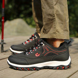 Botas de senderismo con cordones para hombre, resistentes y de talla grande, cómodas y antideslizantes, con suela suave para actividades al aire libre.