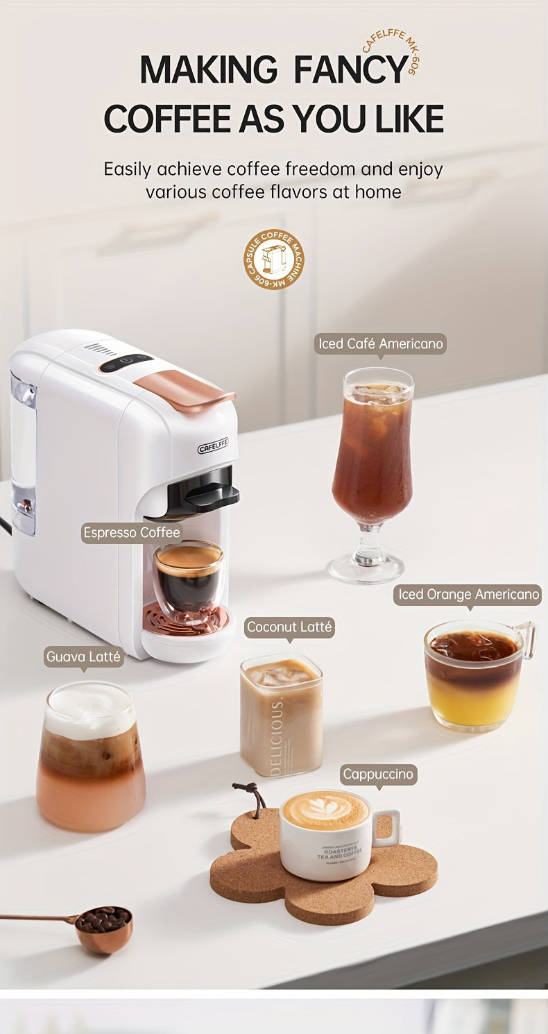 Cafetera de cápsulas 5 en 1 CAFELFFE, control de temperatura (frío/caliente), calefacción, compatible con Dolce Gusto, K-CUP, cápsulas de café y café molido, cafetera automática para la cocina del hogar, gran regalo para Halloween y Navidad.