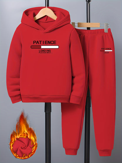 Boys' 2-Piece Set, Casual Long Sleeve Hoodie and Joggers, Cartoon Print, Polyester, Stretch Fabric, Regular Fit, Knit, for Fall/Winter, Kids Fashion Outfit, For Outdoor