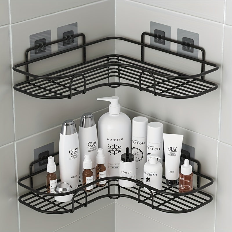 Estante de esquina sin perforaciones para baño, organizador de pared para inodoro, champú, loción y cosméticos, accesorios de baño