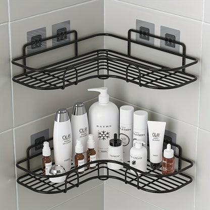 Estante de esquina sin perforaciones para baño, organizador de pared para inodoro, champú, loción y cosméticos, accesorios de baño