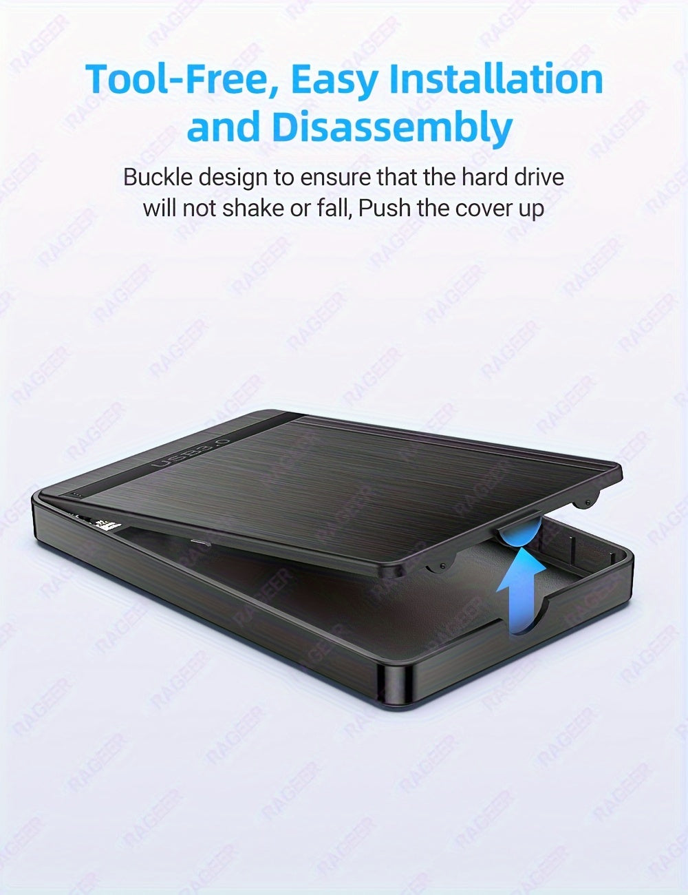 Rageer USB 3.0 Sata 2.5" Hdd Enclosure - High-Speed Data Transfer, Easy Install, Fits 7mm/9.5mm Drives, Compatible With Laptops & Pcs