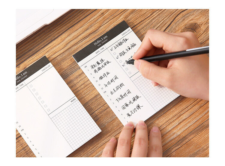 Mini planner daily check list Desk time schedule Office school Notebook/planner Stationary weekly planner