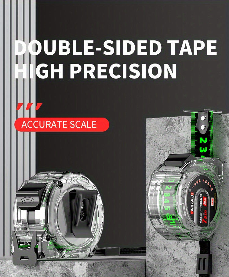 High-Precision Self-Locking Fluorescent Steel Tape Measure Set - 5.0meter & 7.0meter, Durable, Anti-Drop Design with Protective Case, Ideal for Home Use