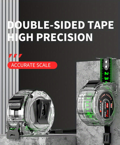 High-Precision Self-Locking Fluorescent Steel Tape Measure Set - 5.0meter & 7.0meter, Durable, Anti-Drop Design with Protective Case, Ideal for Home Use