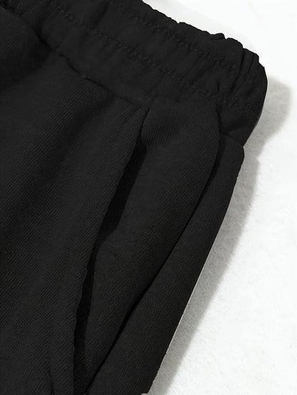 Conjunto de sudadera con capucha y pantalón ancho para niña, informal, con estampado de letras y dibujos animados, 304, poliéster elástico, corte holgado, otoño/invierno, tejido de punto, ropa juvenil, para exteriores.