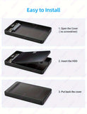 Rageer USB 3.0 Sata 2.5" Hdd Enclosure - High-Speed Data Transfer, Easy Install, Fits 7mm/9.5mm Drives, Compatible With Laptops & Pcs