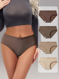 4pcs Sexy Cotton Briefs for Women - Comfortable & Breathable with Bow Detail, Solid Color