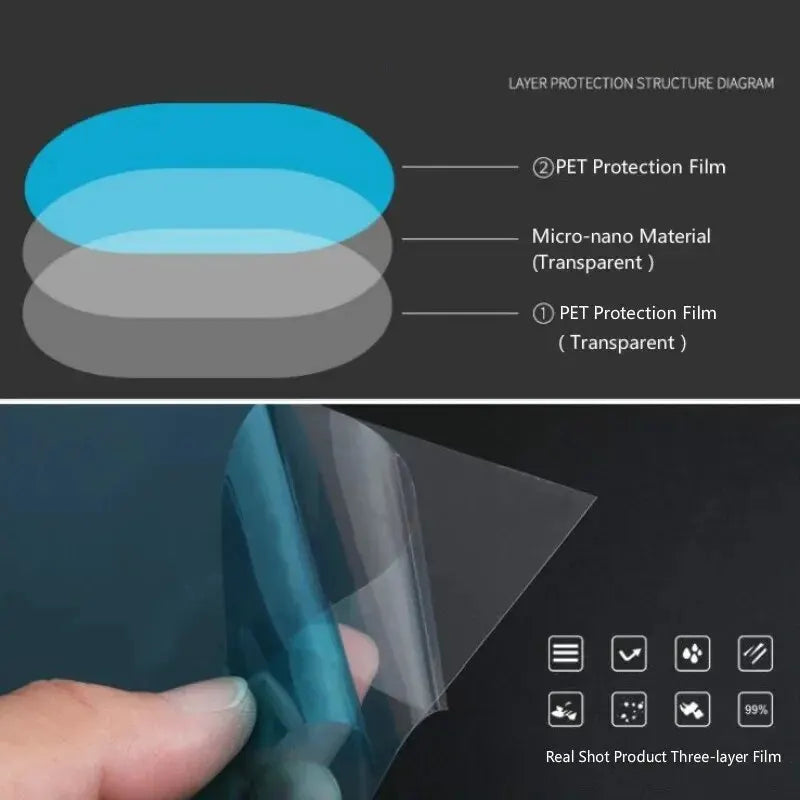 2x Película impermeable para espejo retrovisor de coche, película impermeable para ventana, pegatina antivaho y antideslumbrante, accesorios para coche 