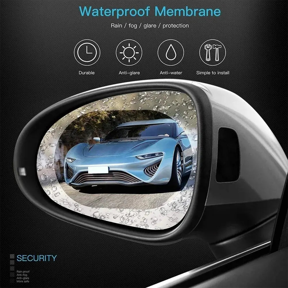 2x Película impermeable para espejo retrovisor de coche, película impermeable para ventana, pegatina antivaho y antideslumbrante, accesorios para coche 