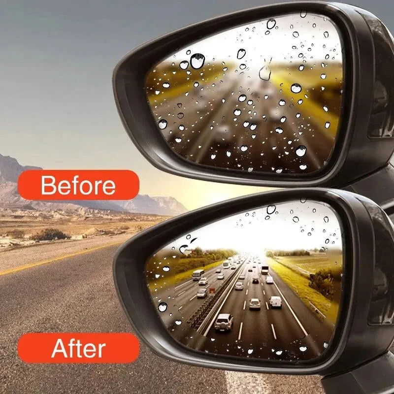 2x Película impermeable para espejo retrovisor de coche, película impermeable para ventana, pegatina antivaho y antideslumbrante, accesorios para coche 
