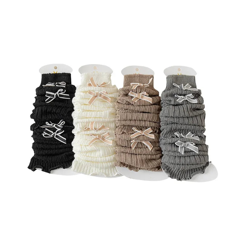 Calcetines coreanos de algodón suave para niñas de 3 a 12 años, con lazo, color liso, para otoño 