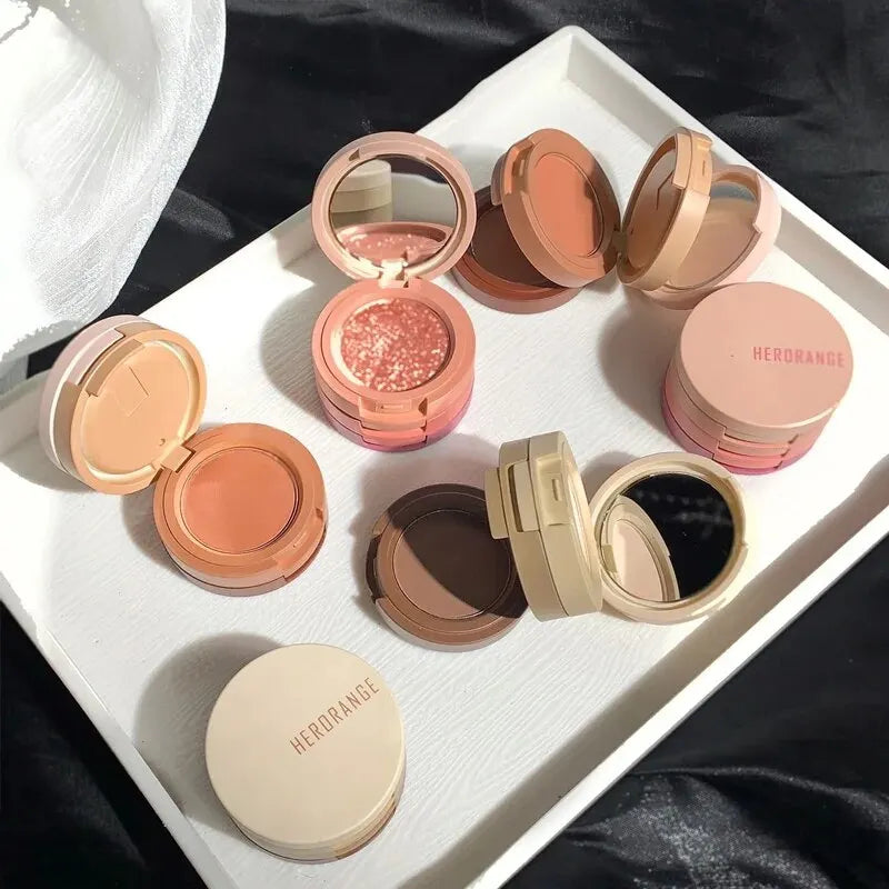 3 Warna Cute Nude Glitter Eyeshadow Palette Kosmetik Pelbagai Fungsi Pembayang Mata Sanduíche Tricolor Perolado Macaron Eyesha